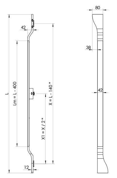 Wymiary uchwytu WALA MPS31 T7 L/P