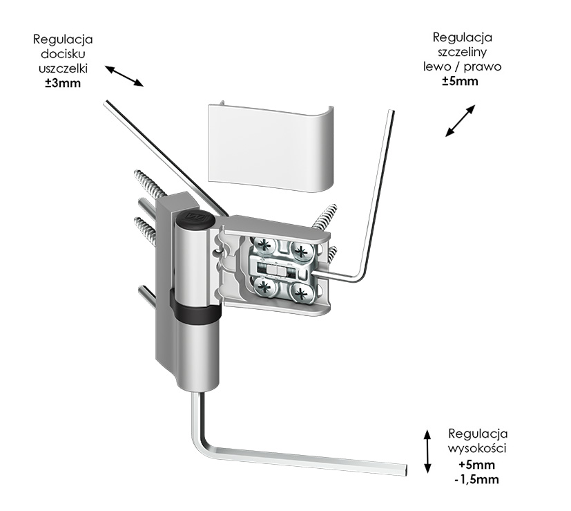 Zawias do drzwi PCV WALA AXS 2-skrzydełkowy regulacja