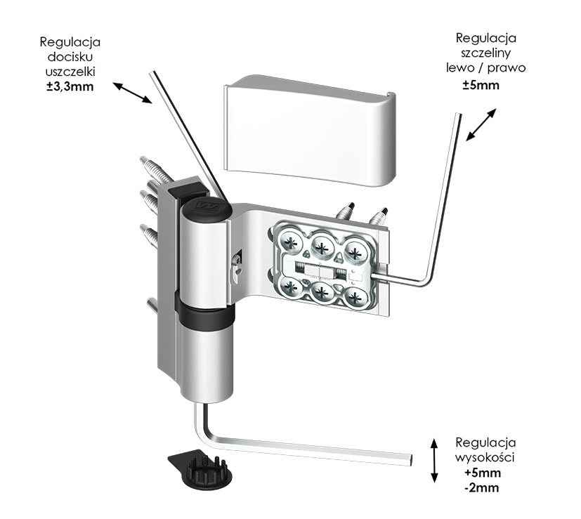Zawias do drzwi PCV WALA EXL 2-skrzydełkowy regulacja